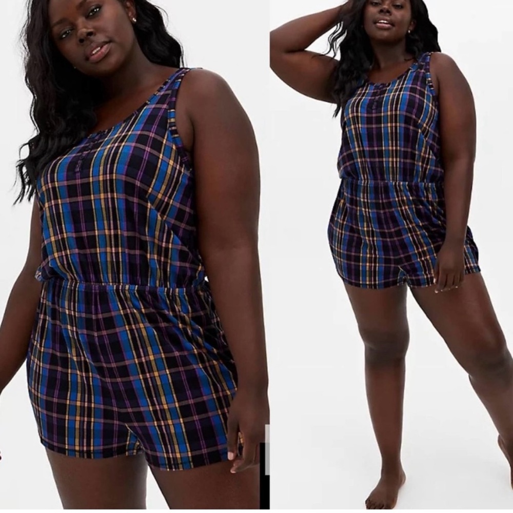Torrid Super Soft Plaid Romper size 00